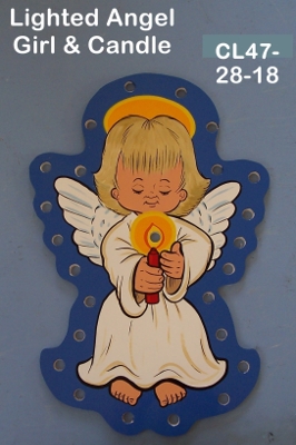 CL47Lighted Angel Girl & Candle