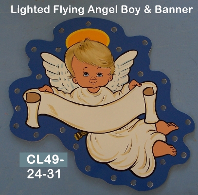 CL49Lighted Flying Angel Boy & Banner