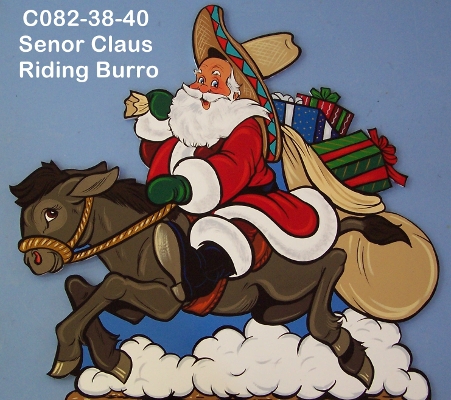 C082Senor Claus Riding Burro