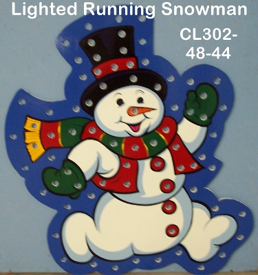 CL32Lighted Running Snowman